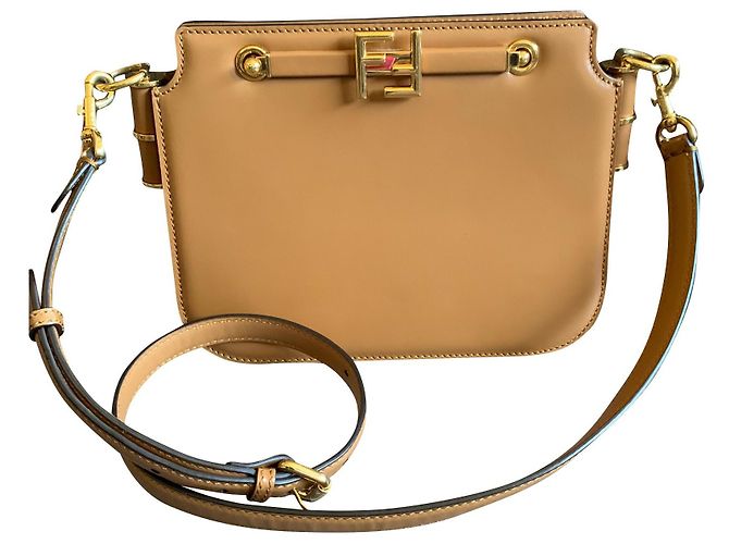 Borsa a tracolla Fendi Touch in pelle sabbia Marrone chiaro