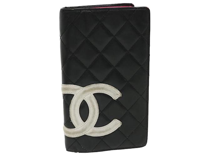 CHANEL Cambon Line Wallet Leather Black CC Auth yk5740  ref.772056