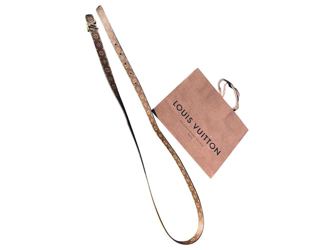 Louis Vuitton Belts Golden Dark brown Leather  ref.772165