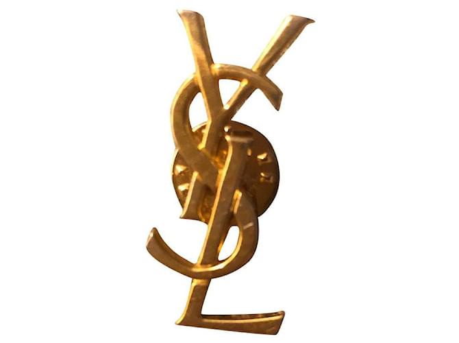 Yves Saint Laurent pin brooch Golden Acetate  ref.772169