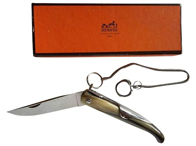 Hermès NEW Buffalo Mongin Cannif Knife Silvery Metal  ref.772179