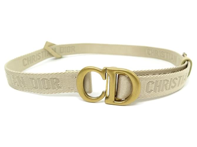 CHRISTIAN DIOR BELT WITH CD LOGO CLASP IN CANVAS AND BEIGE LEATHER CANVAS BELT Cream  ref.772435