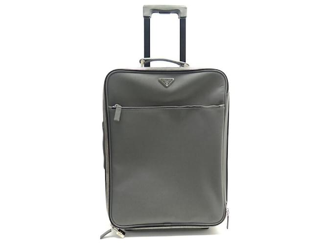 PRADA TROLLEY SUITCASE 52CM IN CANVAS & GRAY LEATHER CANVAS AND LEATHER SUITCASE Grey  ref.772446