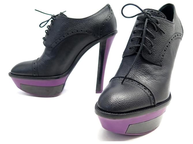 LOUIS VUITTON SHOES BROUGHT PUMPS PURPLE HEEL 39 LEATHER PUMPS Black  ref.772449 - Joli Closet