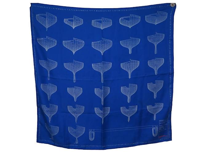 LOUIS VUITTON X STARCK SCARF 1991 AMERICA'S CUP BOATS HULL SILK SCARF Blue  ref.772450