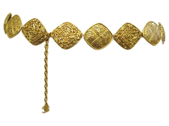 Chanel belt 1990 DIAMOND MEDALLIONS GOLD CHAIN T 80 CM CHAIN BELT Golden Metal  ref.772456