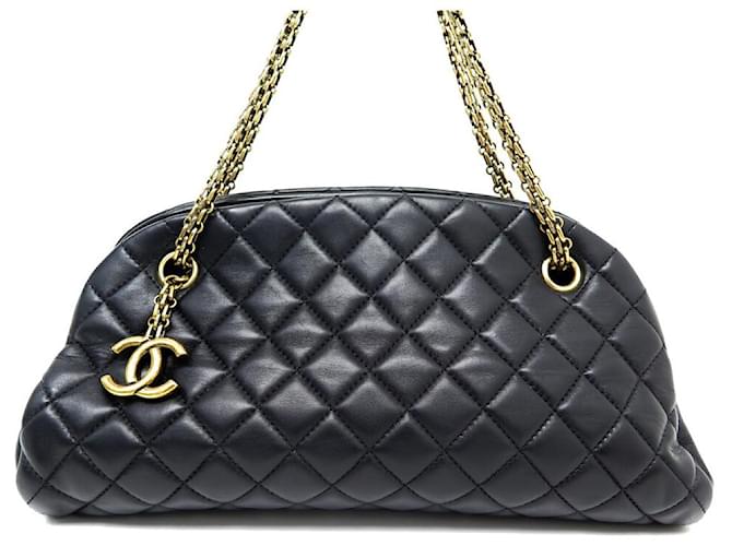 NEW CHANEL JUST MADEMOISELLE HANDBAG IN BLACK QUILTED LEATHER HAND BAG  ref.772477