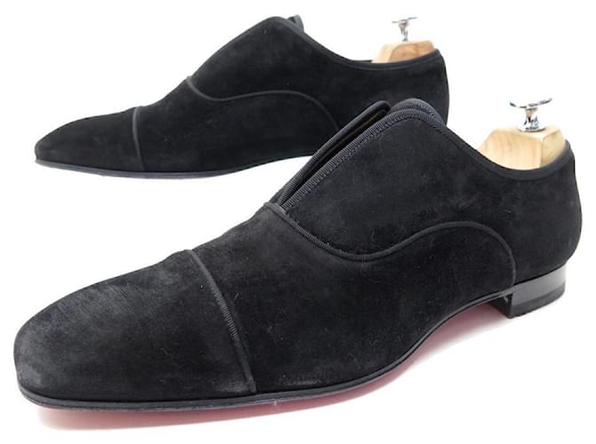 CHRISTIAN LOUBOUTIN SHOES 3160920 ALPHA MALE 43 MOCCASIN BLACK SHOES Velvet ref.772496 Joli Closet