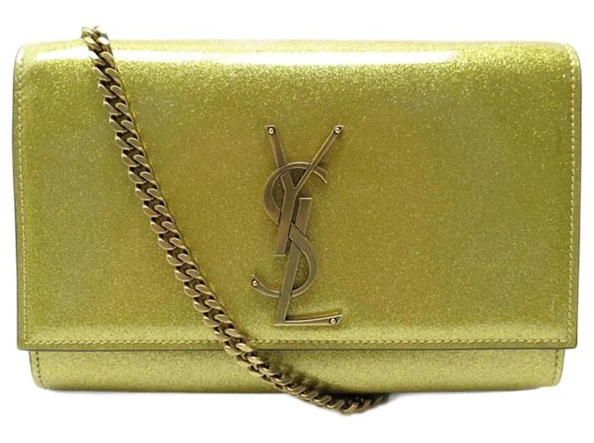 NEW YVES SAINT LAURENT KATE SMALL CHAIN BAG HANDBAG 469390 HAND BAG Golden  Patent leather ref.772521 - Joli Closet