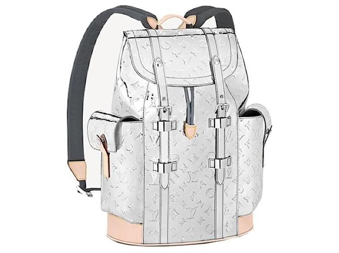 NEW LOUIS VUITTON CHRISTOPHER MONOGRAM MIROR SILVER BACKPACK BACKPACK Silvery Leather  ref.772532