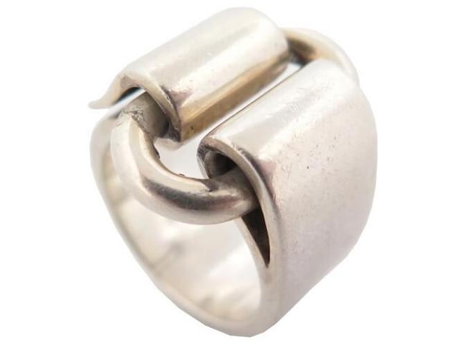 Hermès HERMES ATTACHMENT T RING51 in Sterling Silver 15.7GR SILVER STERLING RING Silvery  ref.772546
