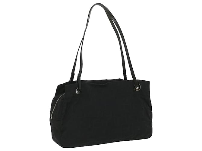 FENDI Zucca Canvas Shoulder Bag Black Auth rd4263  ref.773029