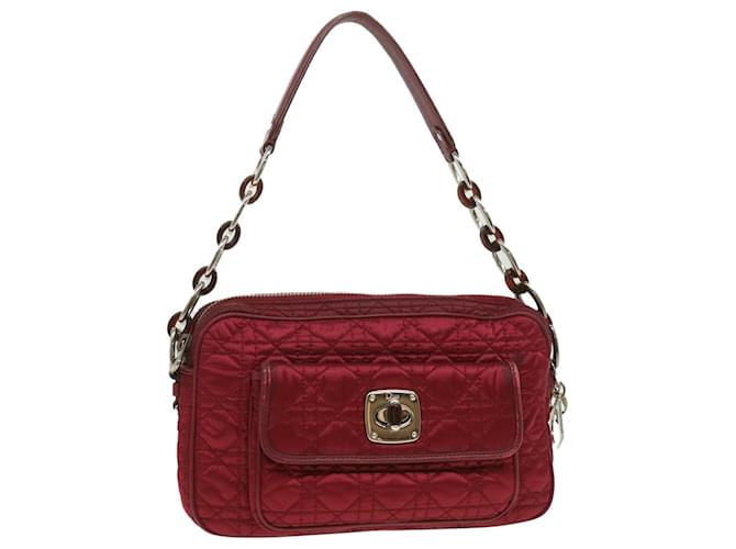 Bolsa tiracolo Christian Dior Lady Dior Canage Nylon outlet Red Auth bs3570 Vermelho  ref.773056