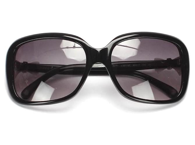 Óculos de sol Chanel CC Bow Square coloridos Preto Resina  ref.773223