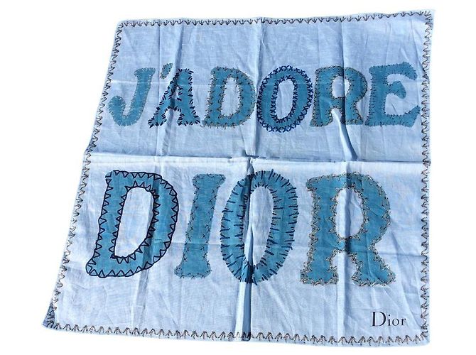 Sciarpa Christian Dior J'adore Dior in cotone blu Blu chiaro
