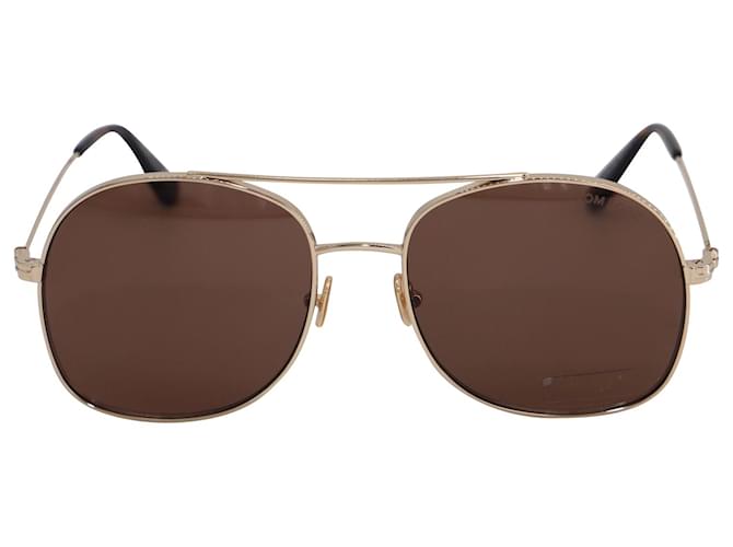 Tom Ford Square Aviator Sunglasses in Gold Metal Golden  ref.773291