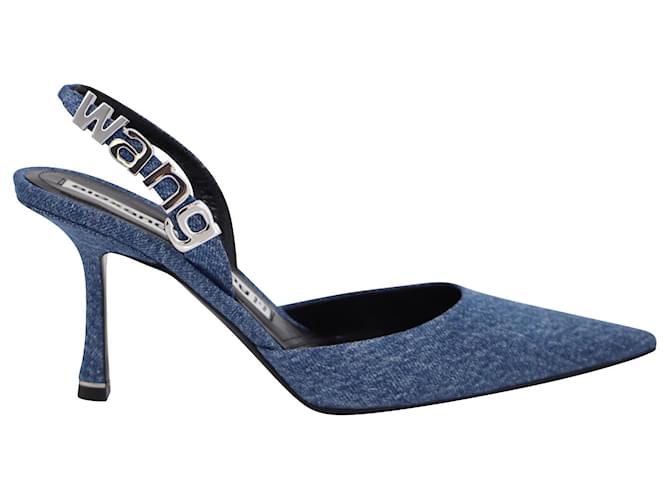 Sapatos slingback com logo Grace Alexander Wang em denim azul John  ref.773292