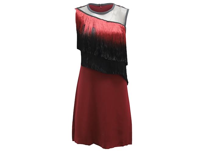 Sandro Sleeveless Tassel Mini Dress in Burgundy Polyester Dark red  ref.773302