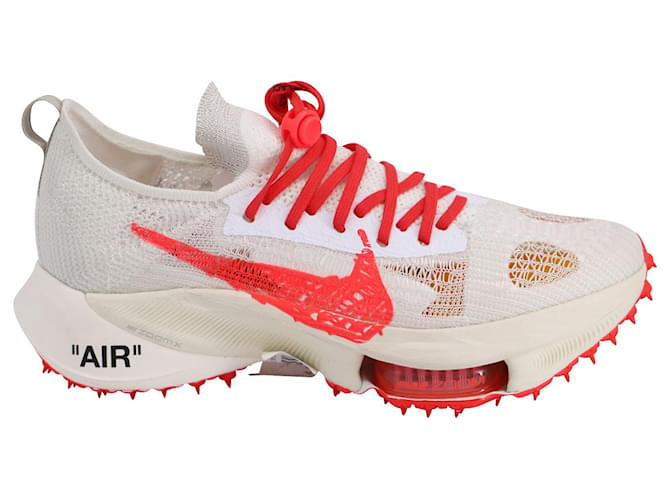 Off-White x Nike Air Zoom Tempo Next Sneakers in White and Orange Polyester