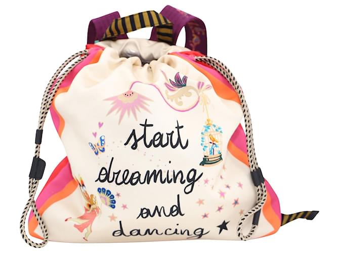 Etro "Start Dreaming and Dancing Print" Drawstring Backpack in Multicolor Viscose Multiple colors Cellulose fibre  ref.773324
