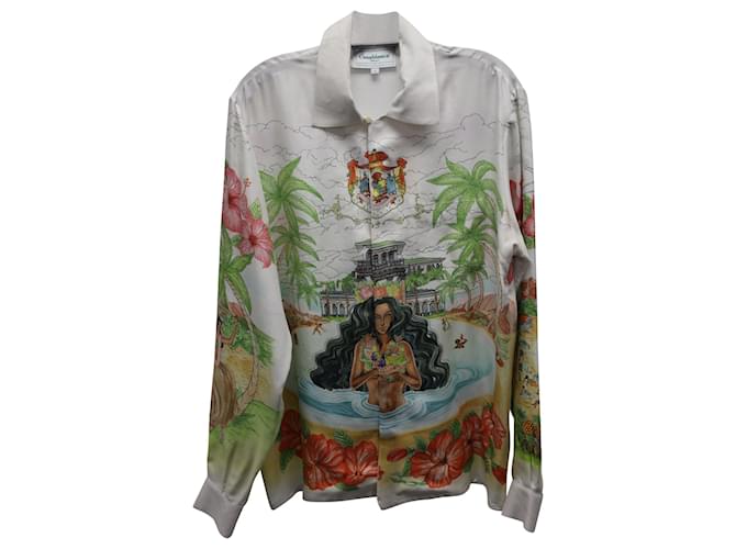 Autre Marque Casablanca Kamehameha Printed Shirt in Multicolor Silk Multiple colors  ref.773355
