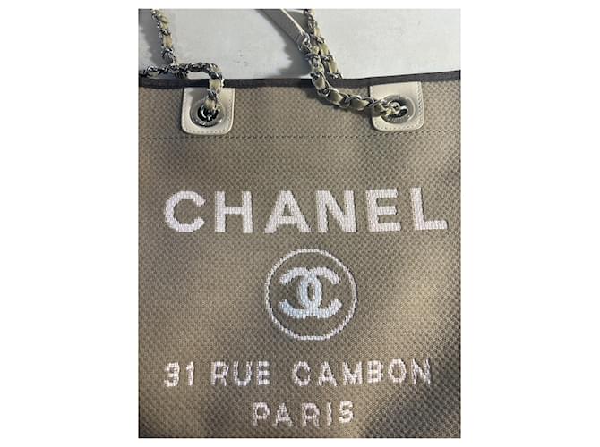 Chanel Sacs à main Toile Marron Beige  ref.771969