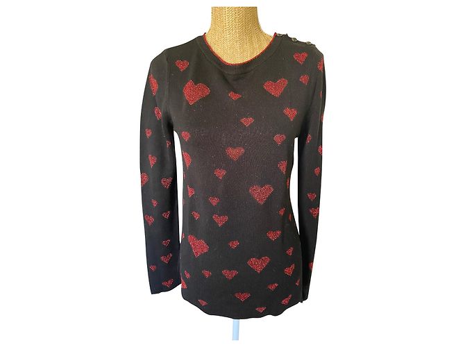 Desigual Herz Pullover Schwarz Rot 