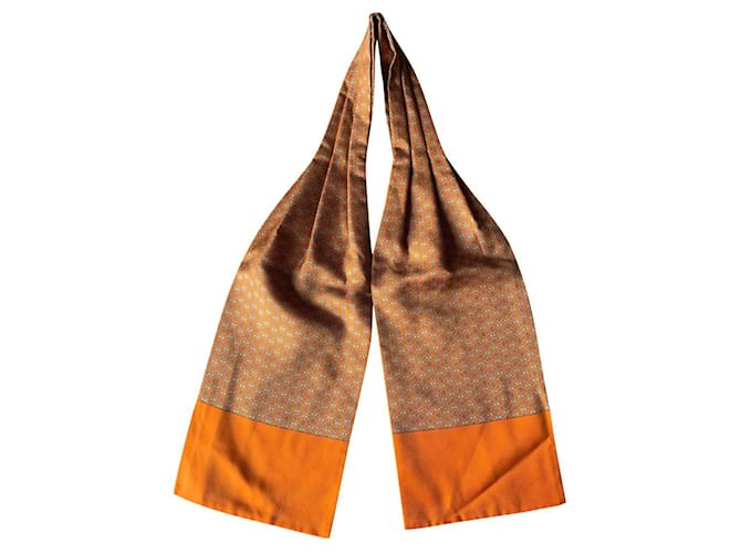 Hermès Orangefarbener Lavallière-Seidenschal aus Ascot  ref.773199