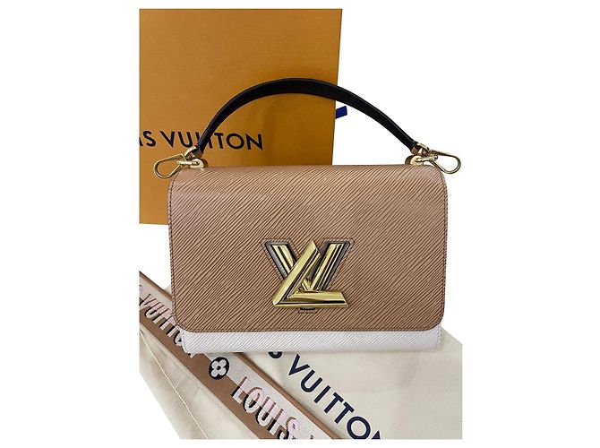 Louis Vuitton Twist MM Handtasche Leder Creme Haselnuss