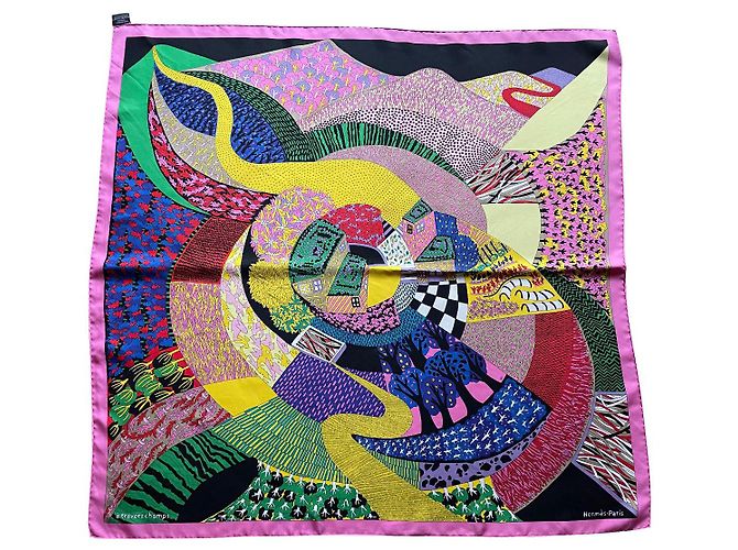 Pañuelo Hermès Carré 90 Across Fields de seda Multicolor