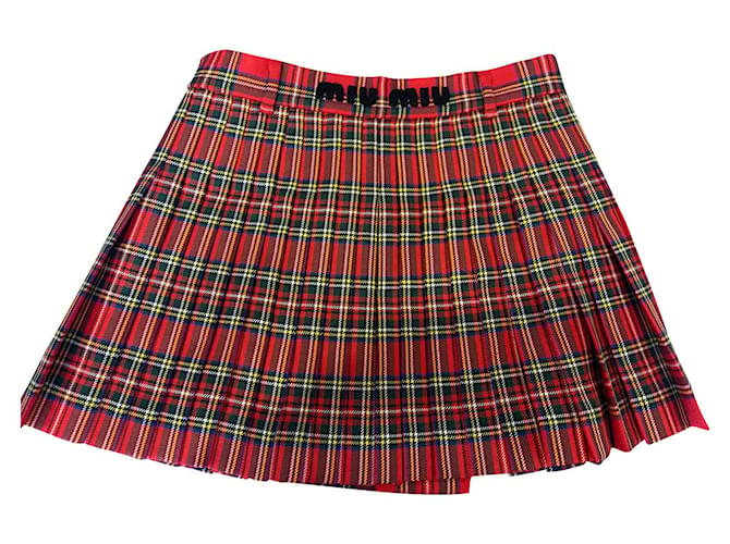 Miu Miu Mini skirt plisse Rosso Lana  ref.773574