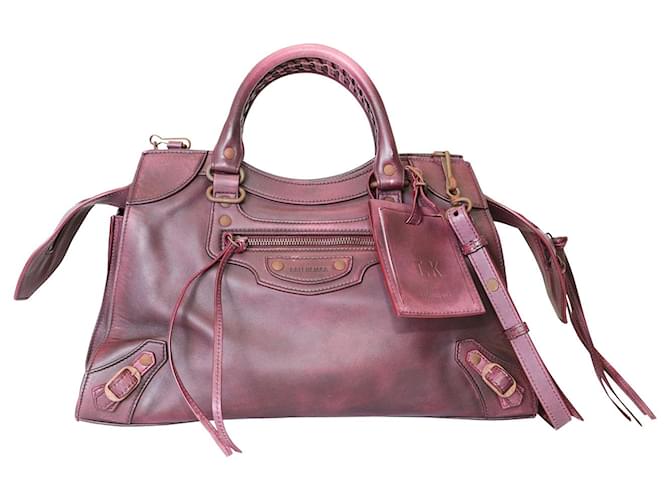 City Balenciaga Neo Classic Small Top Handle Bag in Burgundy Calfskin Leather Red Dark red Pony-style calfskin  ref.773851