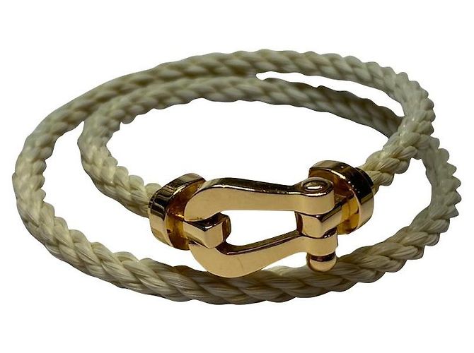 Bracciale Fred Force 10 in oro giallo e cordino Gold hardware