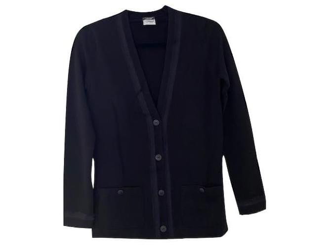 Cambon Cardigan Chanel Uniform Negro Lana  ref.774049
