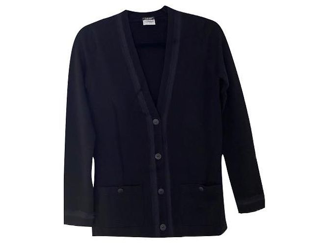 Cambon Strickjacke Chanel Uniform Schwarz Wolle