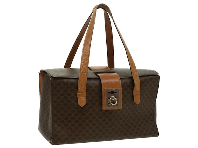 Céline CELINE Macadam Canvas Hand Bag PVC Leather Brown Auth 34655  ref.774199
