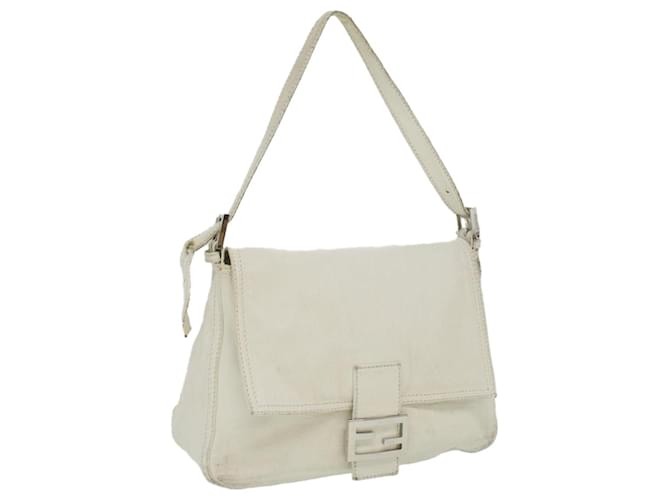 FENDI Mamma Baguette Shoulder Bag Leather White Auth bs3691  ref.774213