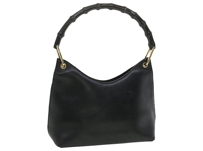 Bolsa de ombro GUCCI bambu couro preto 0013008 Auth ac1641  ref.774310