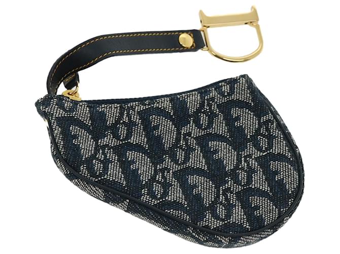Christian Dior Trotter Canvas Saddle Coin Purse Navy Auth am3626 Navy blue Cloth  ref.774314