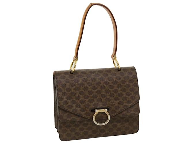 Céline CELINE Macadam Canvas Hand Bag PVC Leather Brown Auth 34613  ref.774343