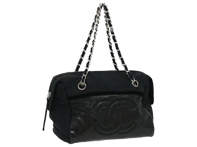 CHANEL Chain Shoulder Bag Canvas Black CC Auth bs3640 Cloth  ref.774368