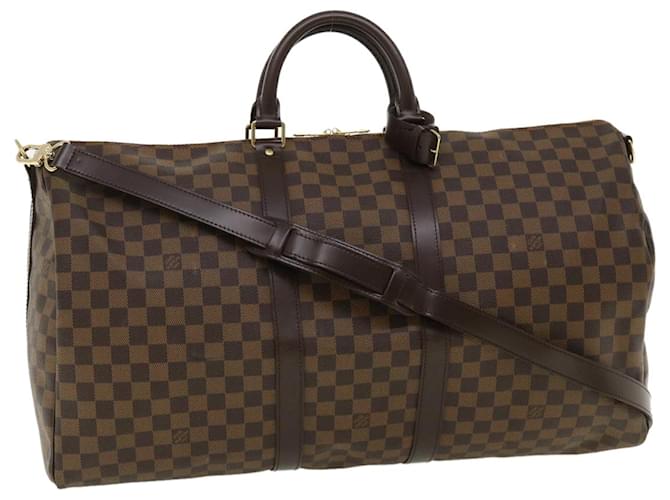 LOUIS VUITTON Damier Ebene Keepall Bandouliere 55 Bag