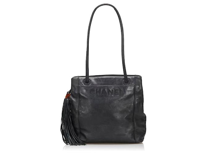 Chanel Fringe Leather Shoulder Bag Black Lambskin  ref.774515