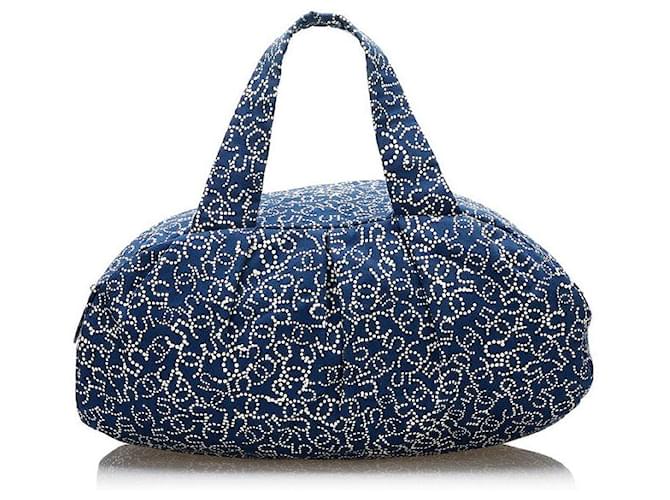 Chanel Coco x Nr5 Muster-Boston-Tasche Blau Leinwand  ref.774517