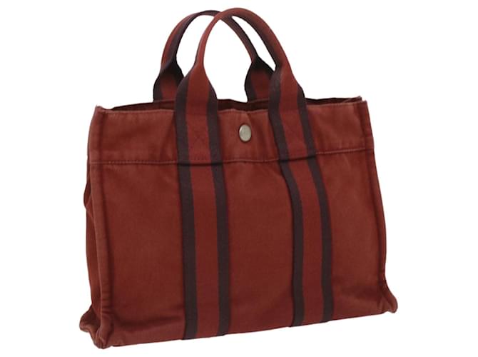 Hermès HERMES Fourre Tout PM Hand Bag Canvas Red Auth bs3739 Cloth  ref.774532
