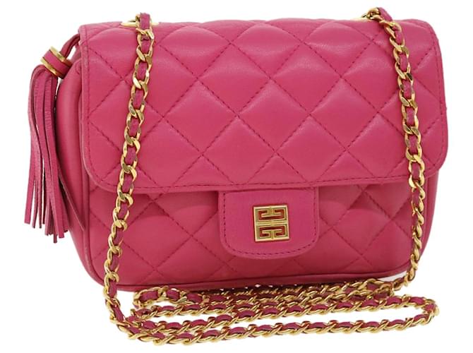 GIVENCHY Matelasse Chain Shoulder Bag Leather Pink Auth am3621  ref.774633