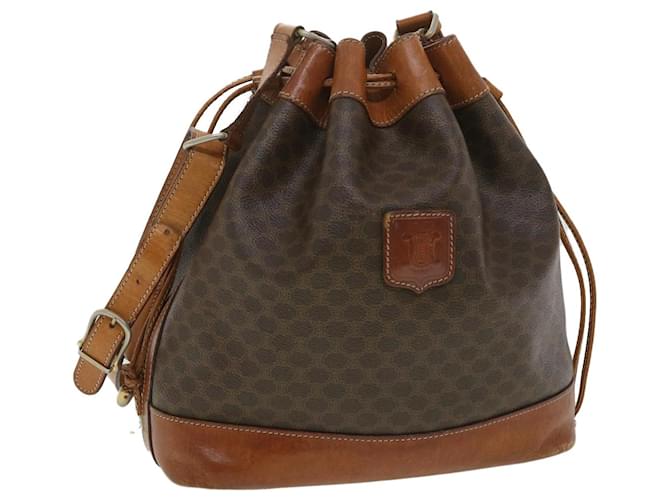 Céline CELINE Macadam Canvas Shoulder Bag PVC Leather Brown Auth ac1607  ref.774646