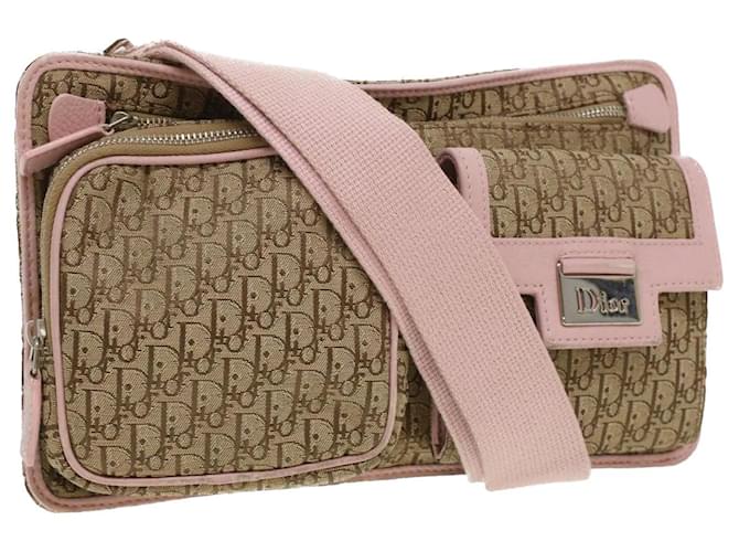 Bolsa cintura de lona Christian Dior Trotter rosa bege original 34567  ref.774700