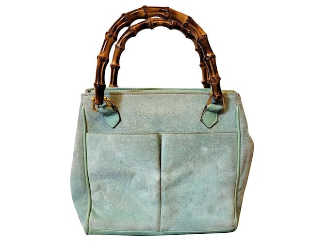 Gucci Gucco bamboo bag Turquoise Leather ref.774878 - Joli Closet
