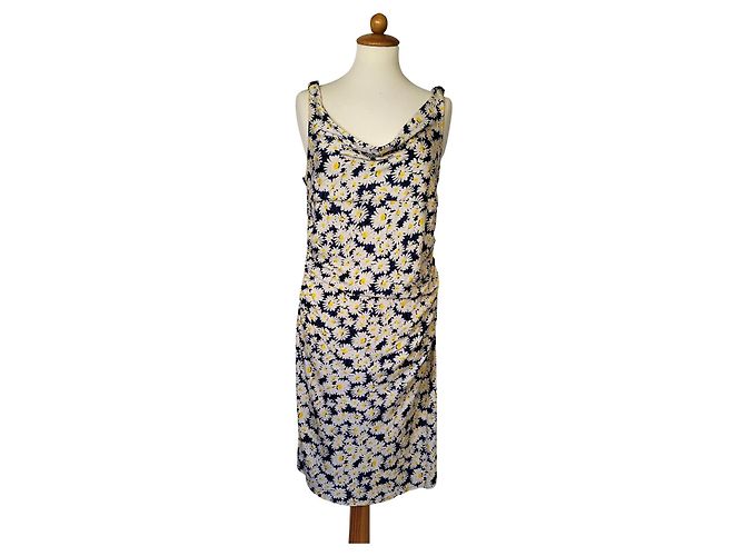 Vestido de Diane Von Furstenberg Blanco Azul Amarillo